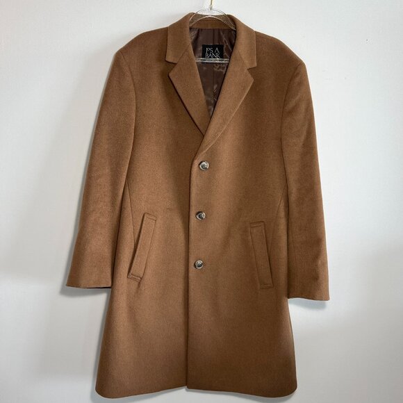 JOS A BANK, Wool Blend, 3 Button, Top Coat, Size M, Men's, Brown, like new - Picture 1 of 10